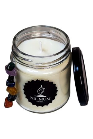 7 Çakra Doğal Taşlı Meditasyon Mum 300 gr