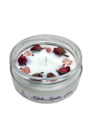 Gül Kuvars Doğal Taşlı Soya Mum 300 gr