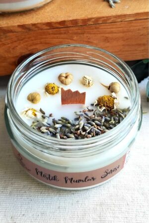 Aromaterapi Arınma Mum Lavanta Ve Üzerlik Tohumu Papatyalı 300 gr