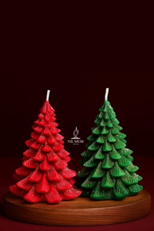 2'li Yeni Yıl ( Noel - Yılbaşı ) Konseptli Çam Ağacı Mum