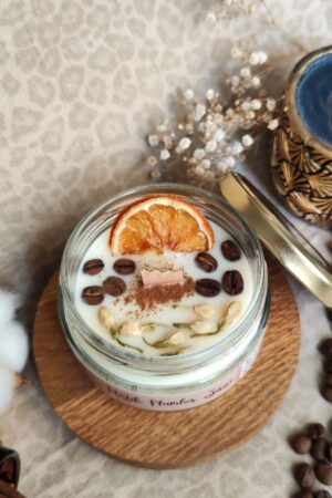 Aromaterapi Arınma Mum Portakal Kahve Dekorlu Yasemin Kokulu 300 gr