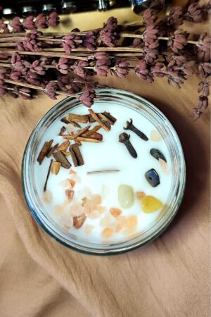 Aromaterapi Huzur Mumu Vanilya Kokulu Doğal Taşlı Soya Mum 300 gr